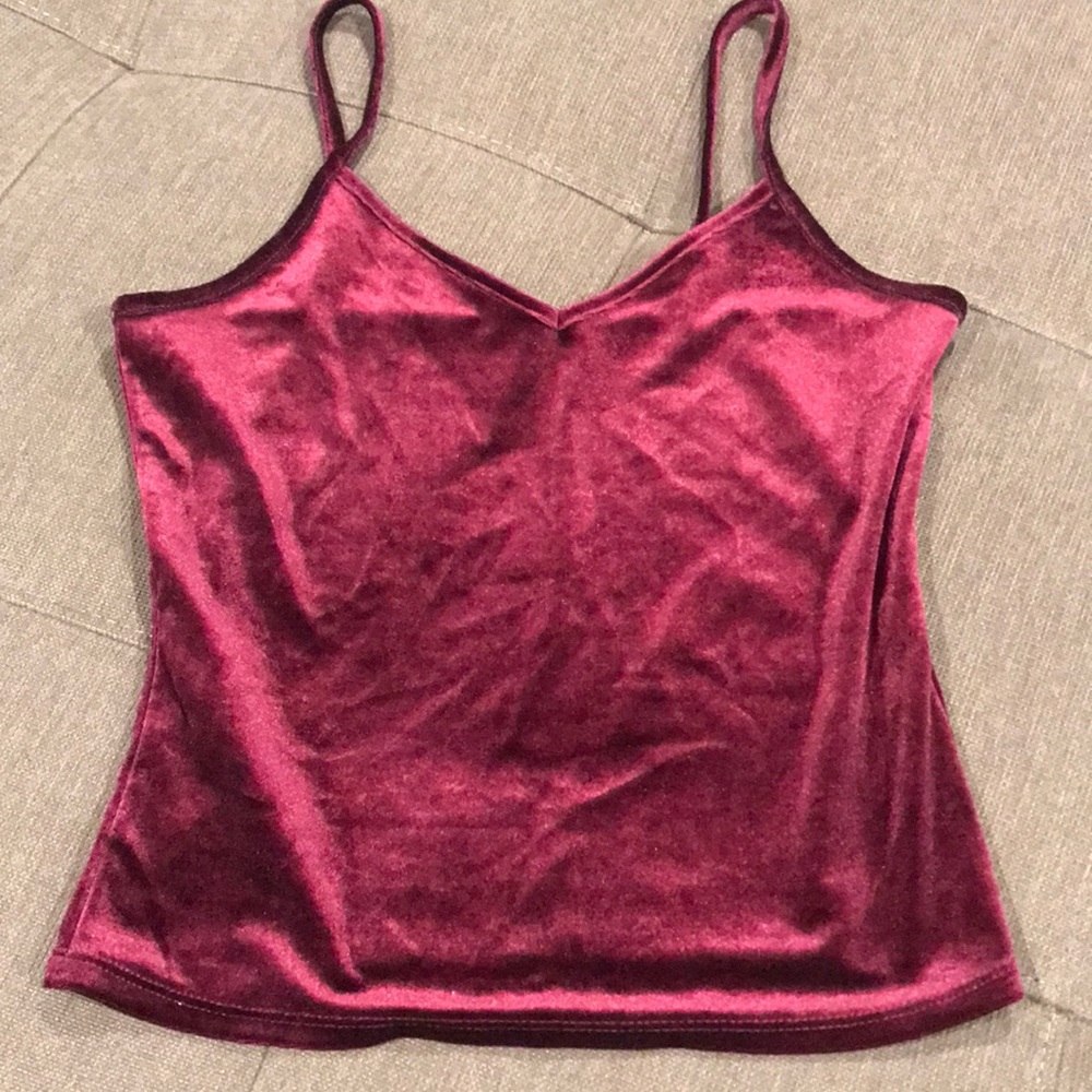 Garage burgundy velvet tank top